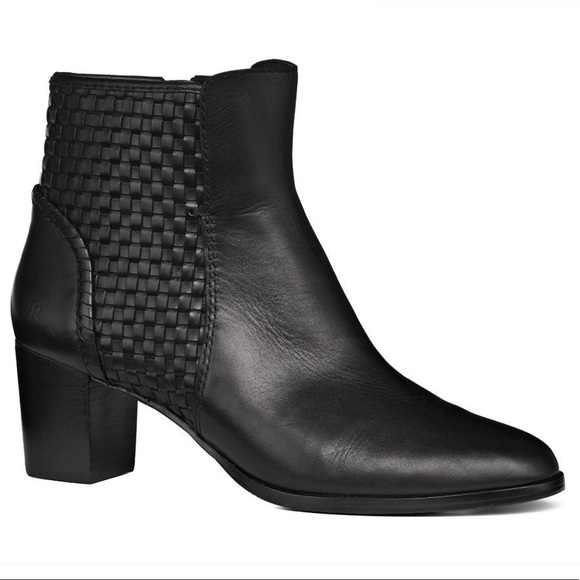 Black Woven Details Genuine Leather Ankle Boots - Picture 5 of 8